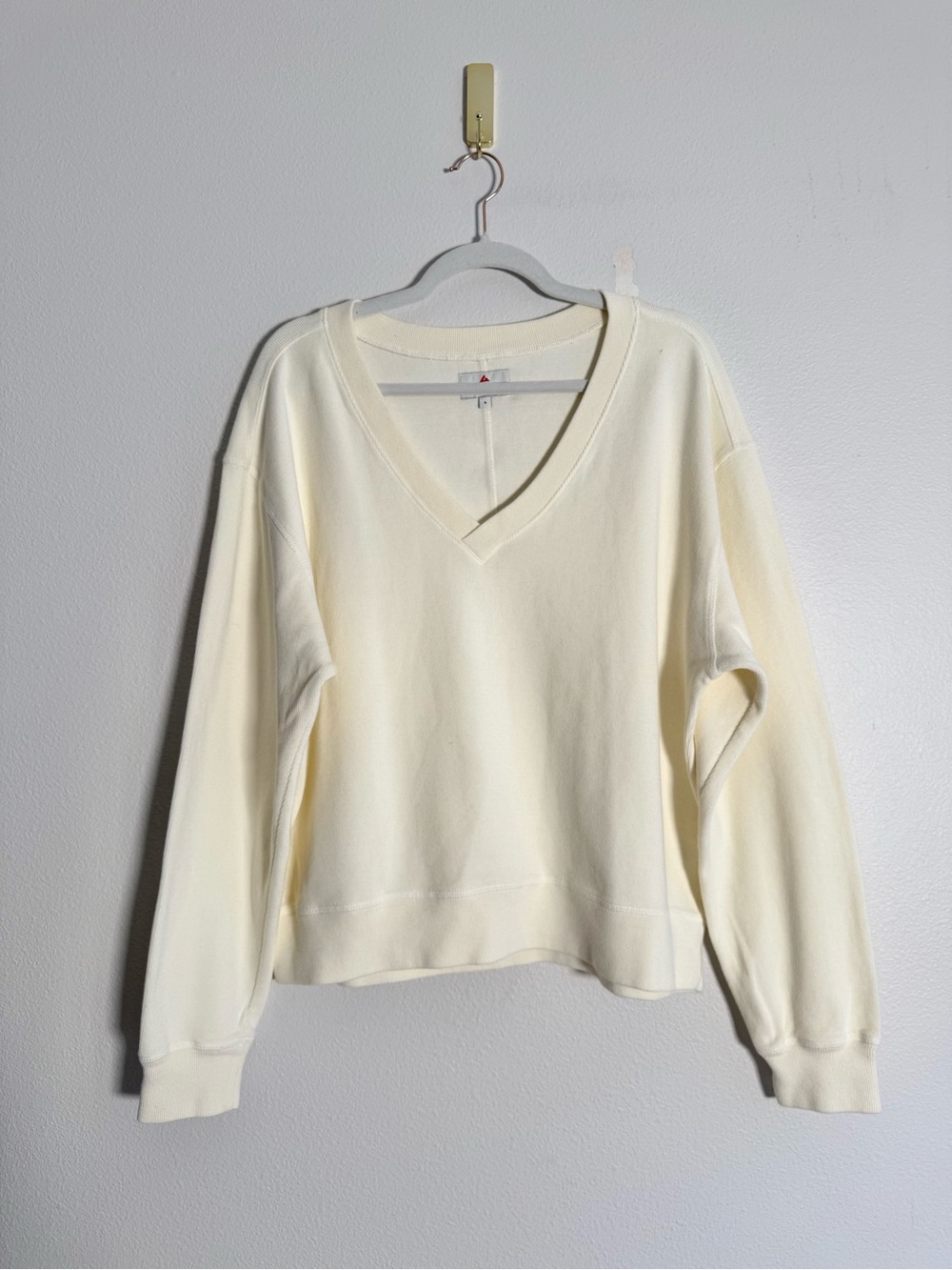 American Giant V-Neck Cotton Ivory  Sweater Women’s Sz L